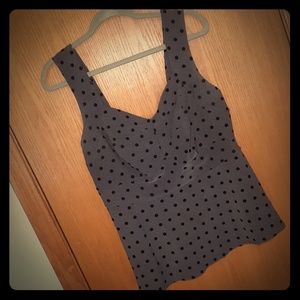 Torrid retro charcoal polka dot empire peplum top